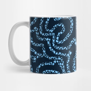 Textured Bright Blue Doodle on Navy Abstract Mug